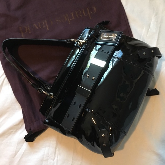 Charles David black patent leather handbag new! - Picture 5 of 15